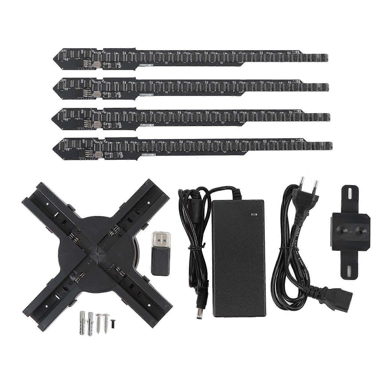 3D Hologram Fan 60cm: High-Res 645x1400P, 645 LEDs, APP Control, EU Plug, Business Display