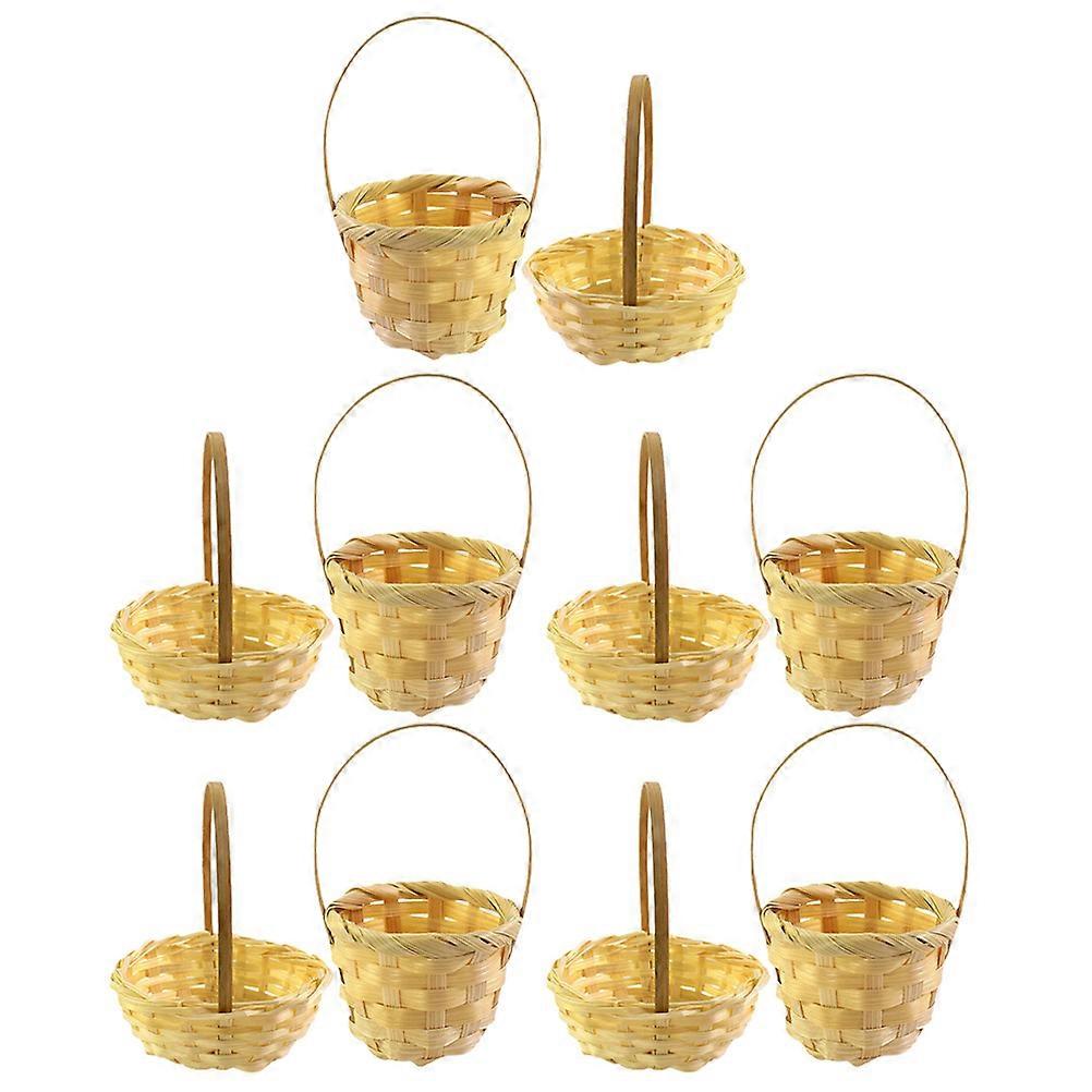 Miniature Baskets Decoration Bamboo 10Pcs Living Room Use Round Delicate Appearance