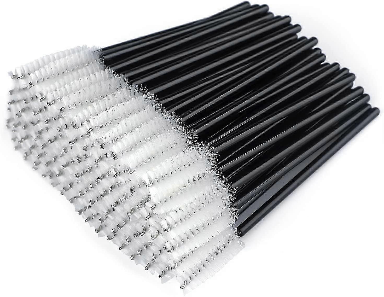 100 Disposable Eyelash Brushes for Professional Makeup Application (Black & White Set)