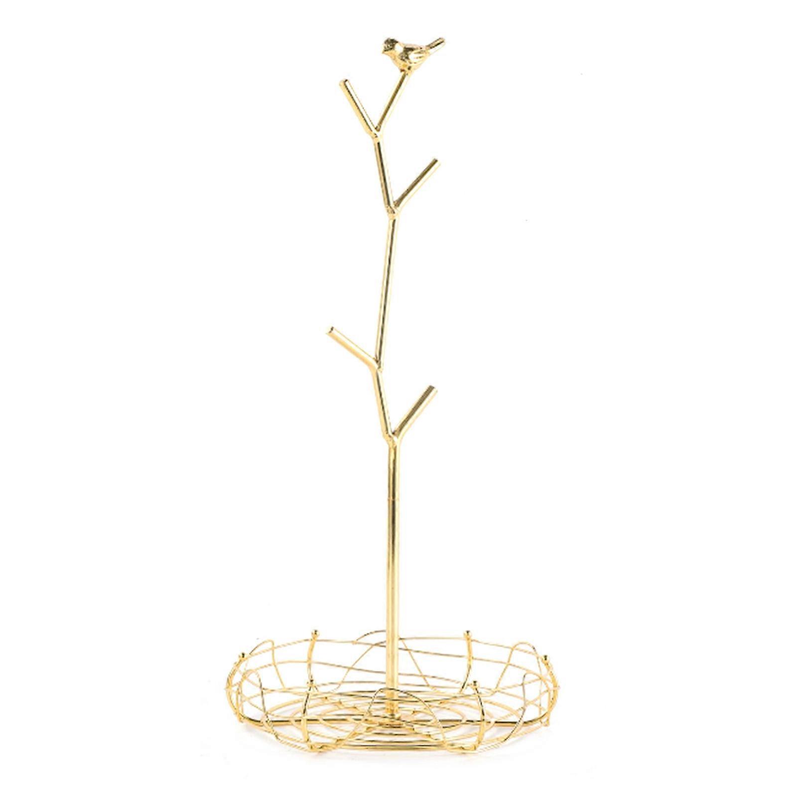 Modern Metal Cup Holder Dish Drying Rack With Hanging Hook for Countertop Space Efficient Organization  Gold