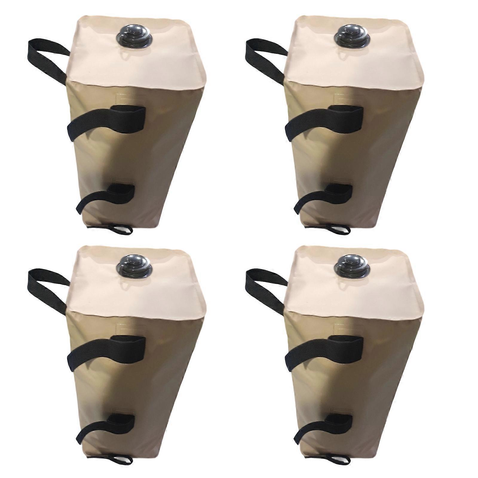 4 st 20L vattenviktssäck för tak, vattenviktssäck för utomhustält, vikter för takben, sandsäckar, vindtäta vattenviktssäckar med fästfunktion, kaki