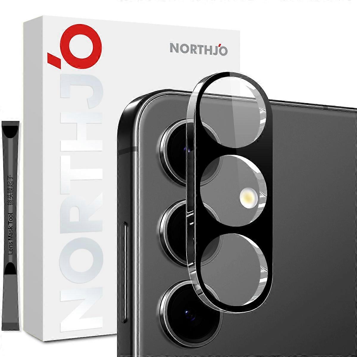 NORTHJO For Samsung Galaxy S25 FE Camera Lens Protector Black Silk Printing 3D Clear Tempered Glass