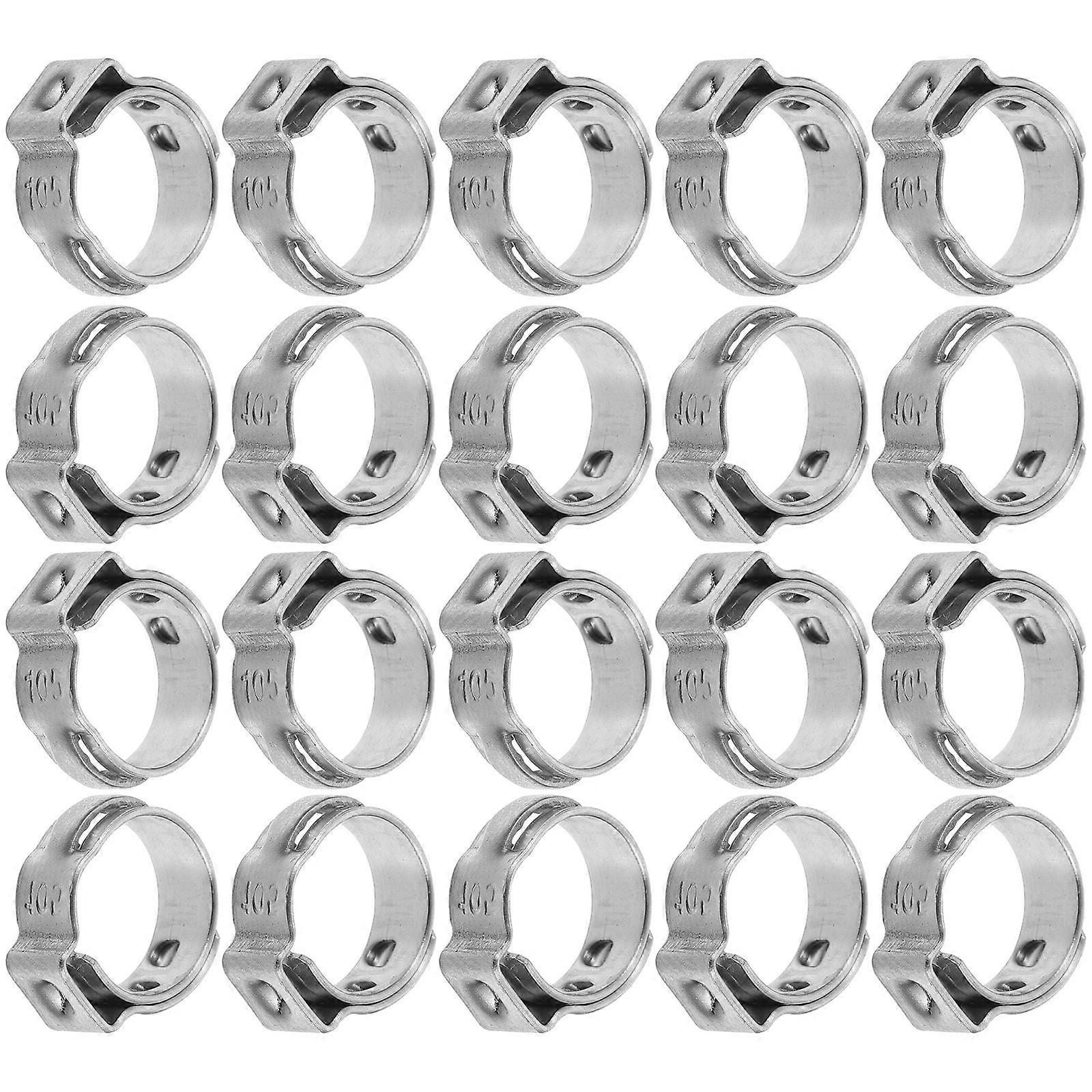 Sturdy 304 Stainless Steel Tube Clamp Rings for Reliable Pipe Fixing 20 Pieces Silver