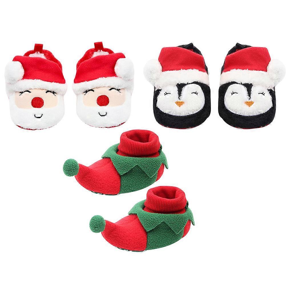 Shoes Warm Non-Slip Snowman Shape Family Gatherings Red and White 1 Pair