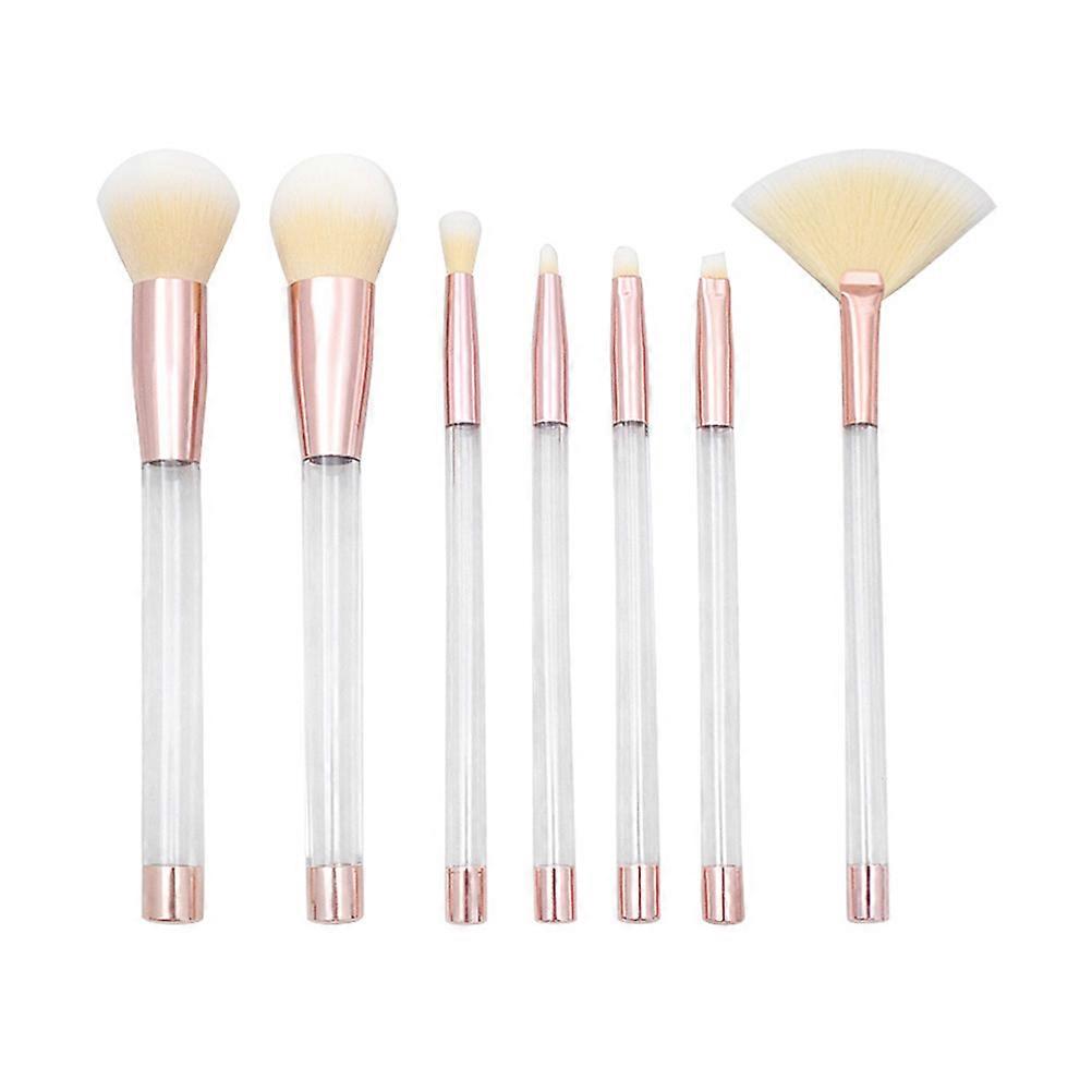 Makeup Brushes Set With Case Crystal Handle Brush Set Diy Assembling Transparent Rose Gold 7Pcs