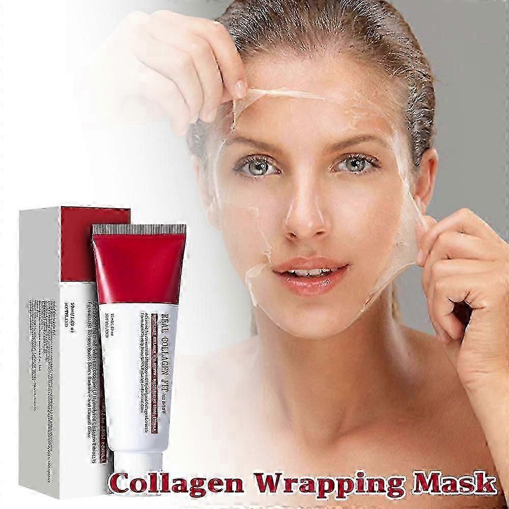 قناع تغليف الكولاجين ، Real Collagen Fit ، كولاجين 670،000 جزء في المليون ، قناع تقشير للوجه للمرونة ، الترطيب ، التوهج ، البشرة الزجاجية ، العناية بالبشرة ، 50 مل ، 1.69