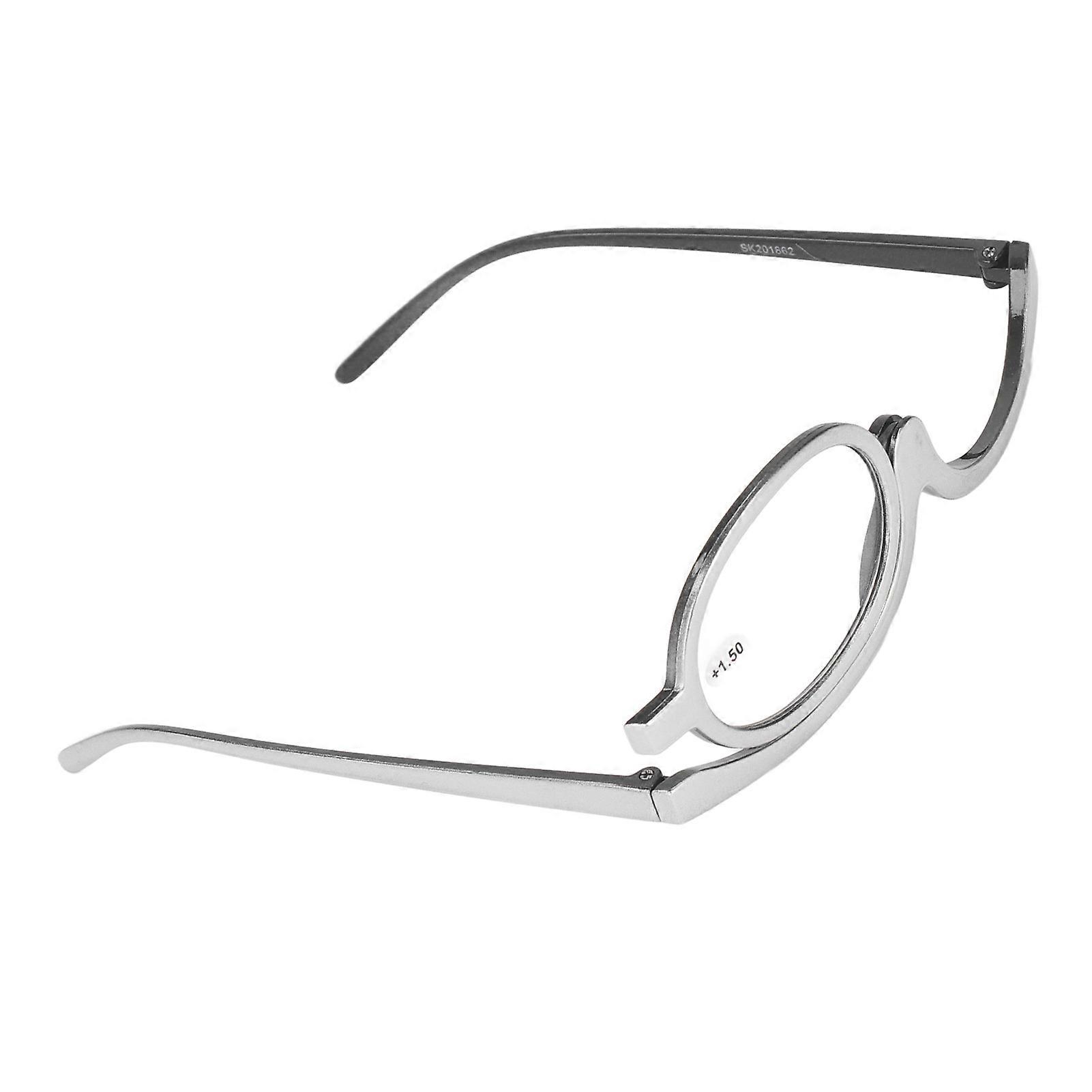Makeup Reading Glasses Portable Magnifying Presbyopic Reading Glasses Flip Up Rotating Single Lens +1.50 