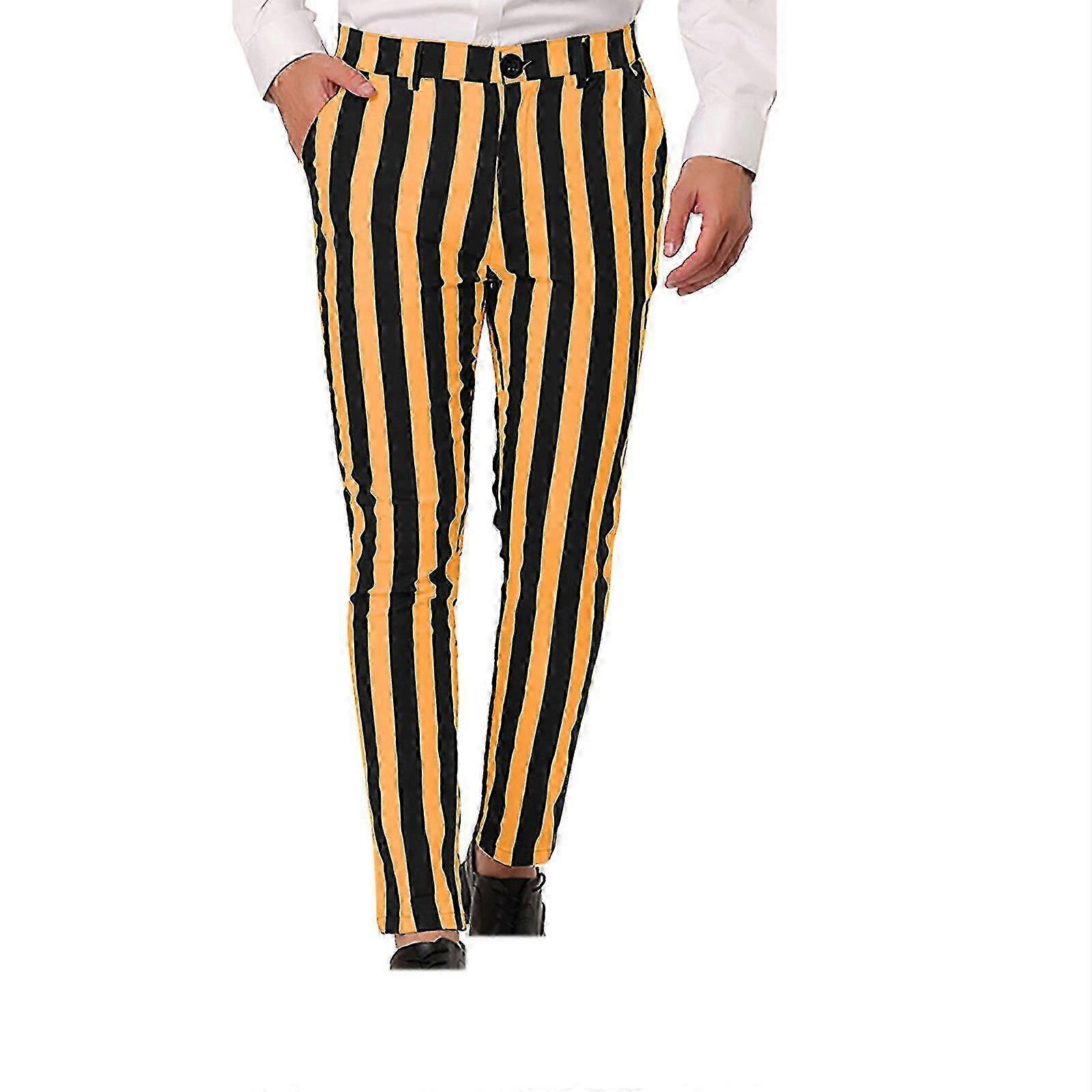 Men's tailored pants with stripe pattern and versatile casual look
