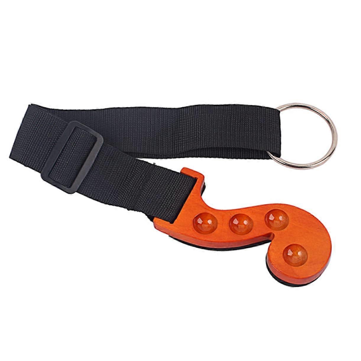 Cello End Pin Stopper Wooden Anti-Slip Mat with Adjustable Strap and Mounting Holes - Orange Black Design