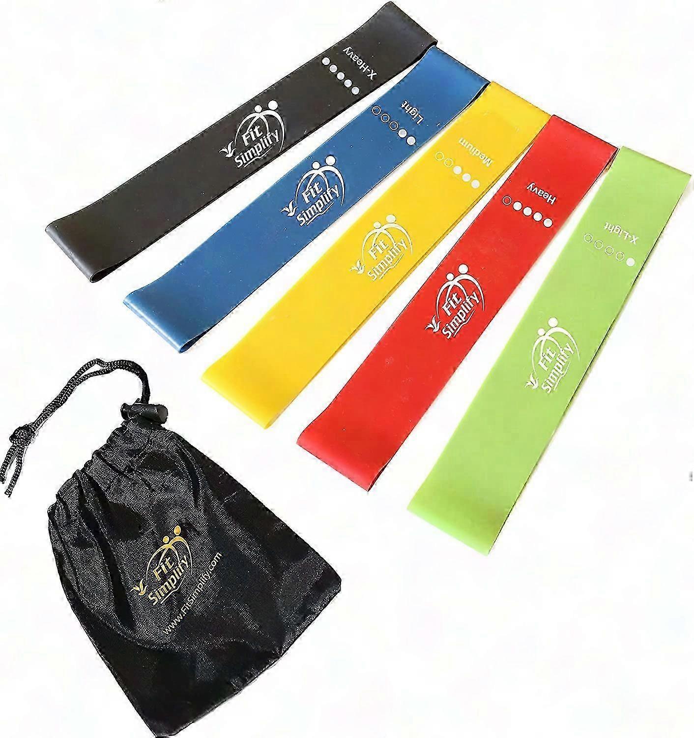 Resistance Loop Bands for Exercise with Guide & Carry Bag - Set of 5