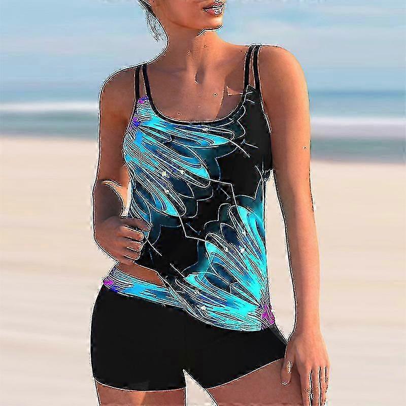 2024 New Striped Color Print Tankini Sets