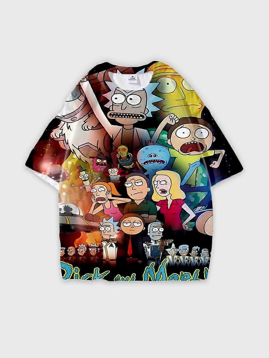 T-shirt round neck Animation Character Pattern loose short sleeve E3161