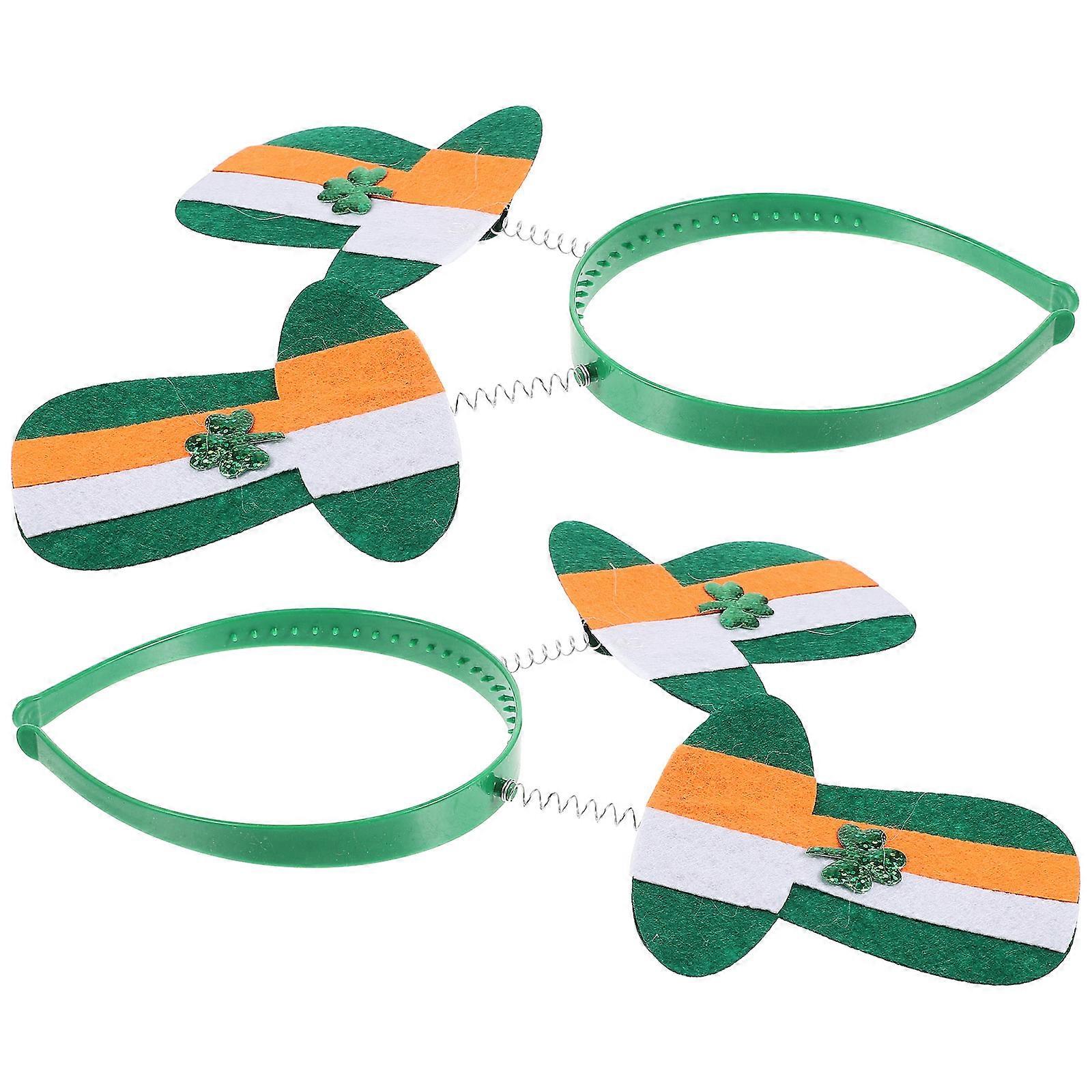2pcs St Patrick's Day Headbands with Shamrock Print for Festive Hairbands Decor