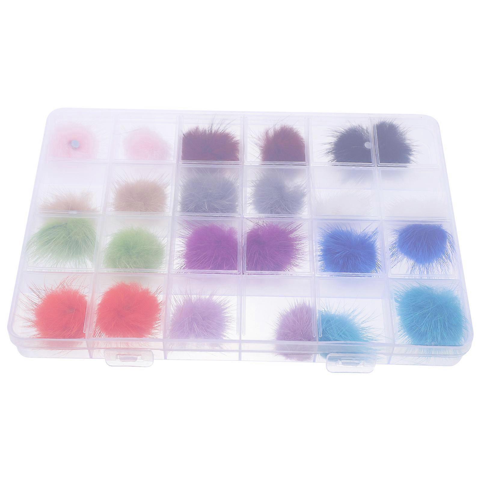 Creative Fluffy Ball Nail Art Decor Assorted Material 24pcs Set for Decoration Use