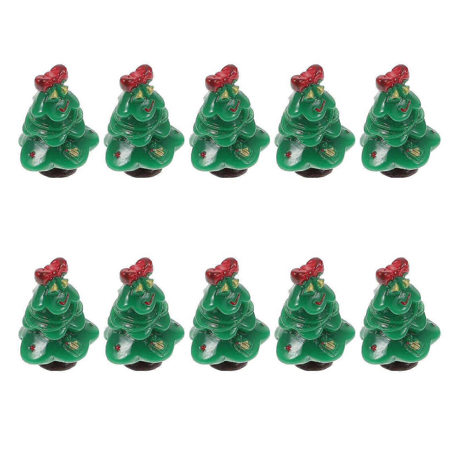 Christmas Ornament Miniature Tree Decor For Interior Design Green Color 10Pcs