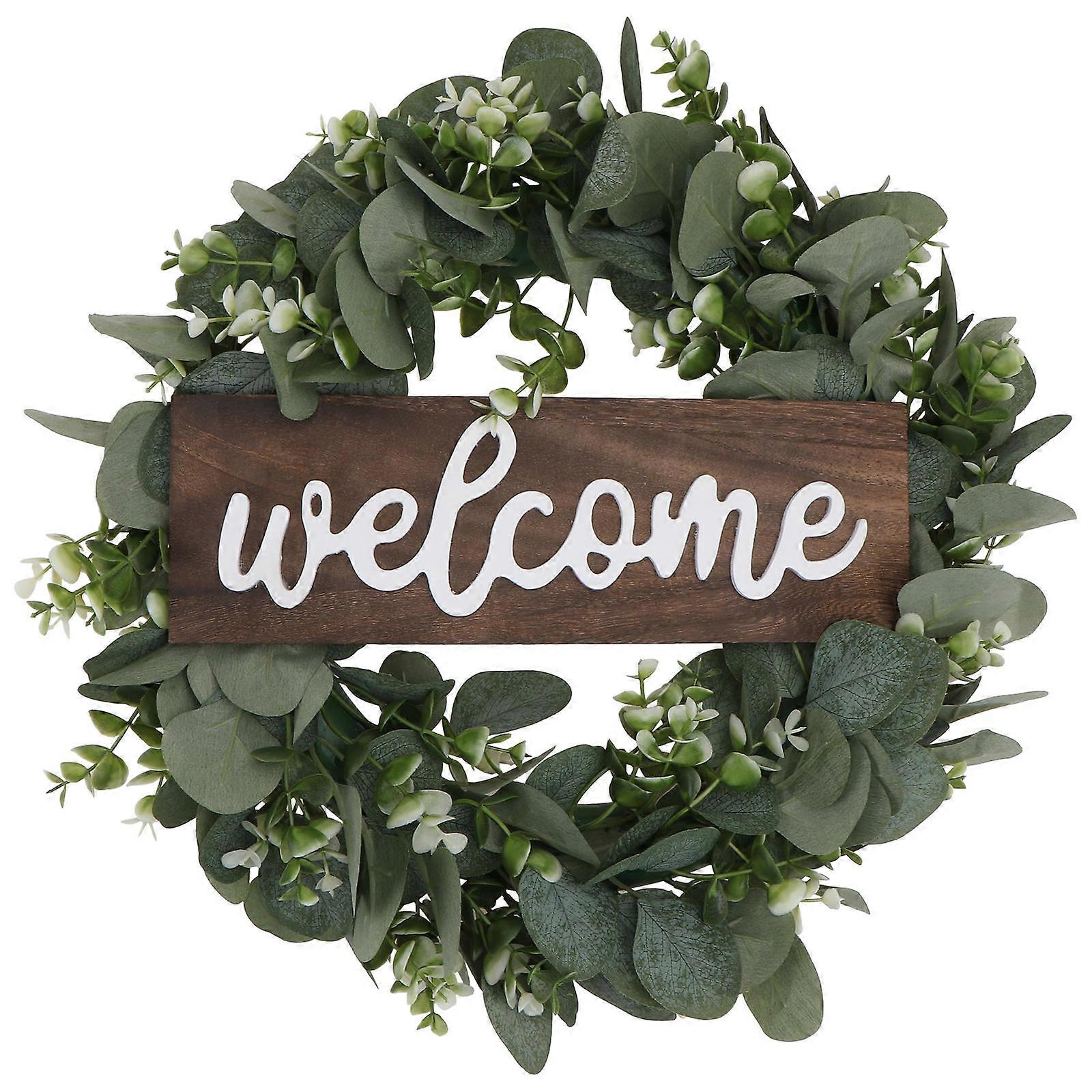 Green Plastic Wreath for Decor Festive Hanging Garland Adds Fresh Atmosphere 1pc