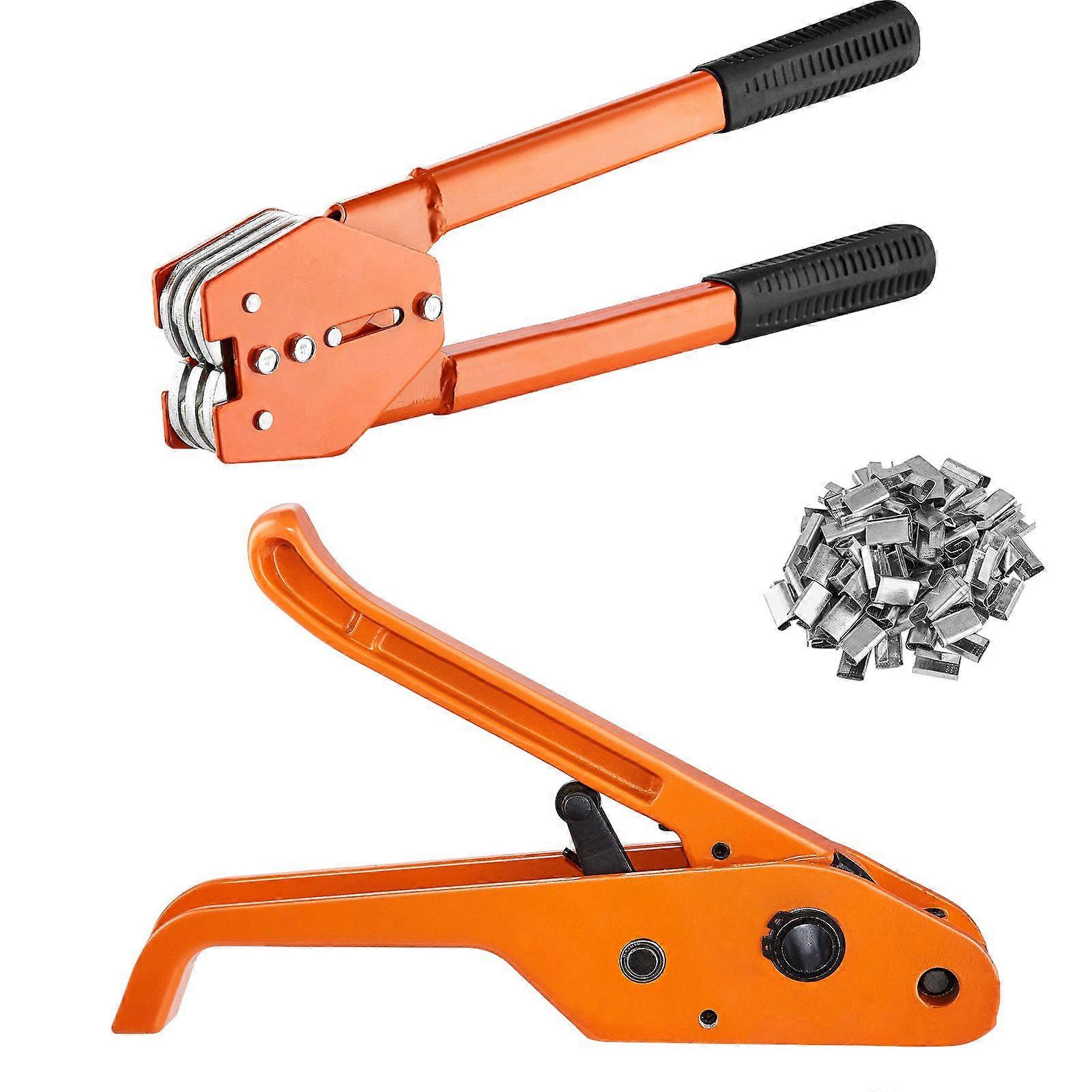 带捆扎张紧器工具的捆扎捆扎套件，捆扎封口工具，1000 英尺长的 PET 带，300 个金属密封件