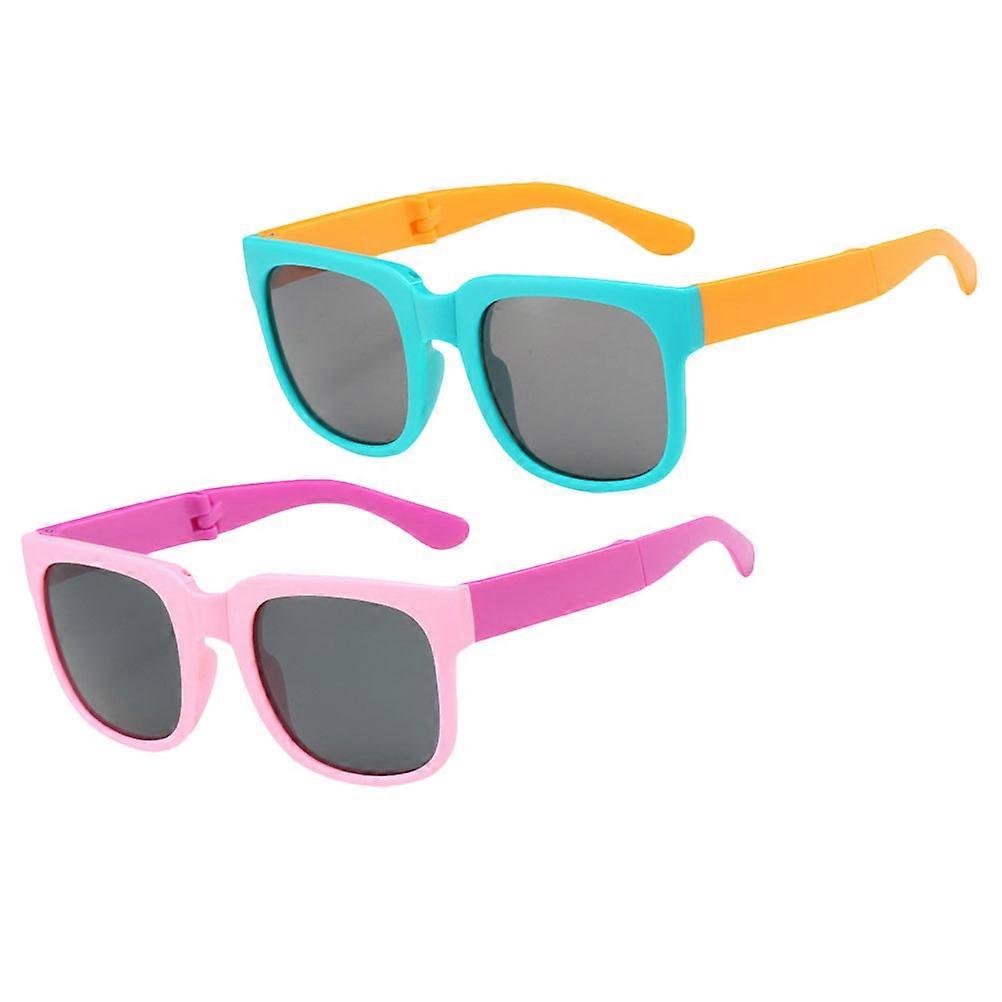 2 Pairs Foldable Kids Sunglasses for Summer Use Assorted Color Safe and Durable