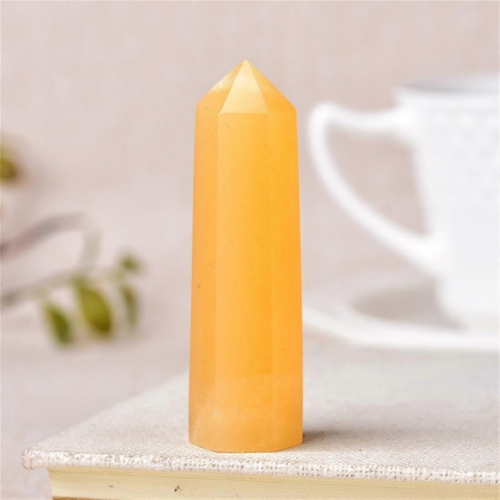 Natural Stones and Crystal Tip Stick, Reiki Healing Stone Tower (Yellow Aventurine)