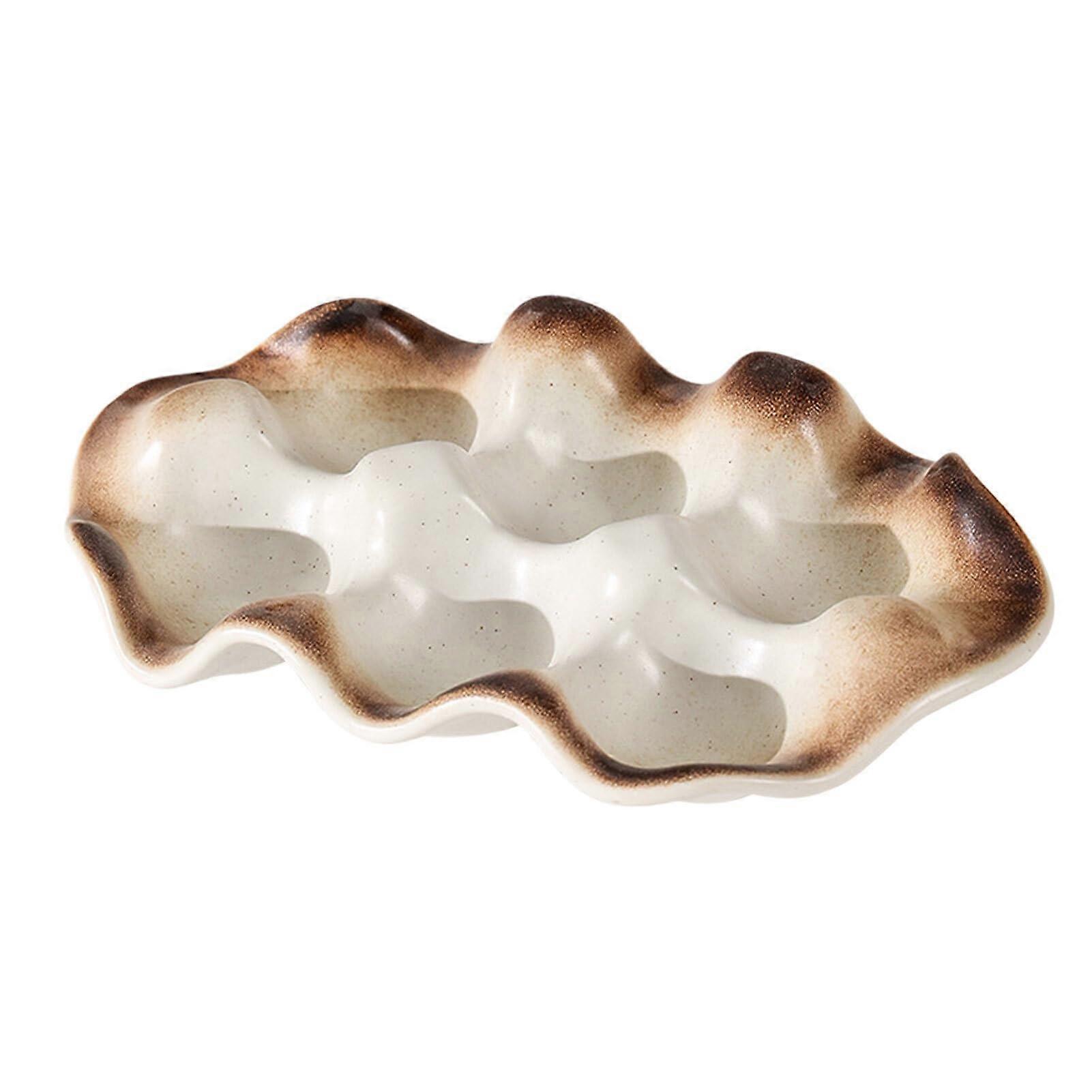 Ceramic egg tray with grooves for storing eggs and small items. aesthetic value. Ceramic egg grid made of ceramic, Type1.