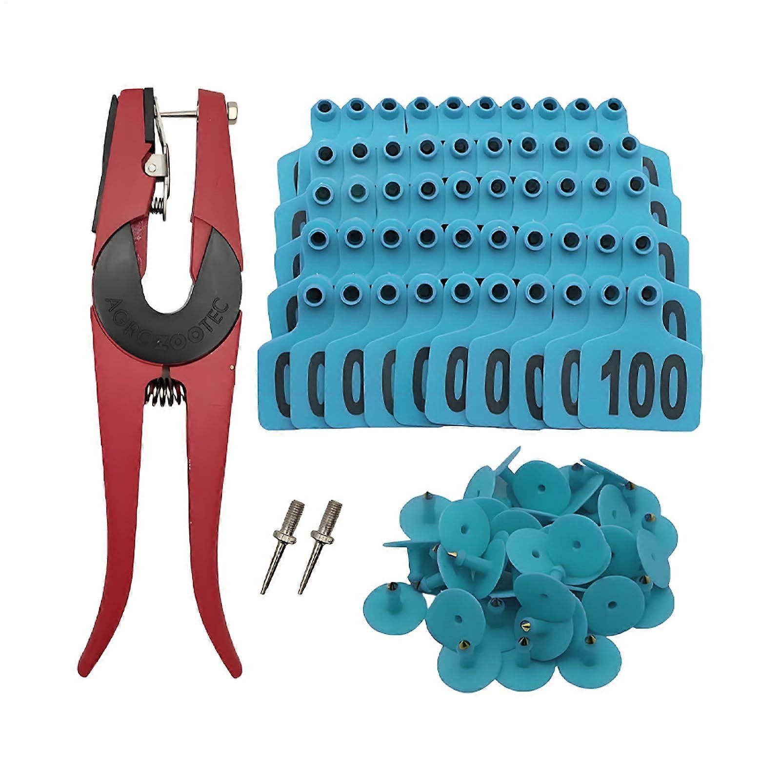 Brands Livestock Marking 001100 Numbered Identification Tags with Applicator for Goat Herd Management Blue Ear Tags