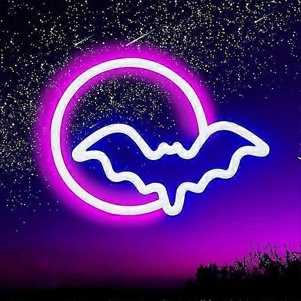 Néons, Lune et Chauve-souris LED Néons, Enseigne Lumineuse Néon pour Mur USB/Alimenté par Batterie Néons LED