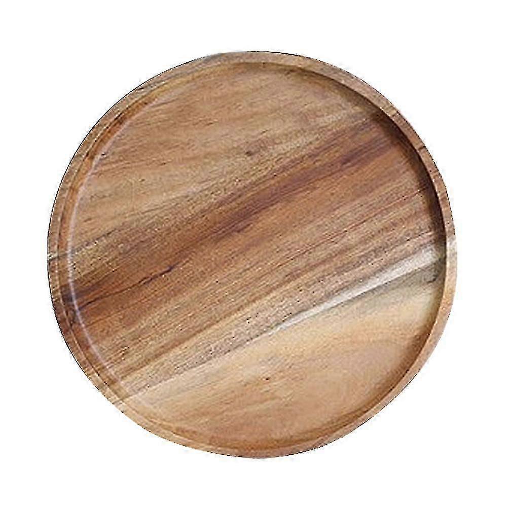 2 Packs d’assiettes en bois d’acacia, assiettes en bois rondes, nettoyage facile et léger pour les plats collation, dessert 13cm