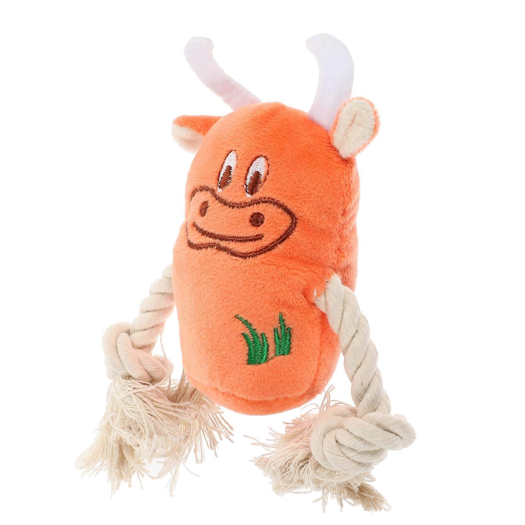 Stuffed Cow Dog Toy Squeaky Plush Interactive Medium Size