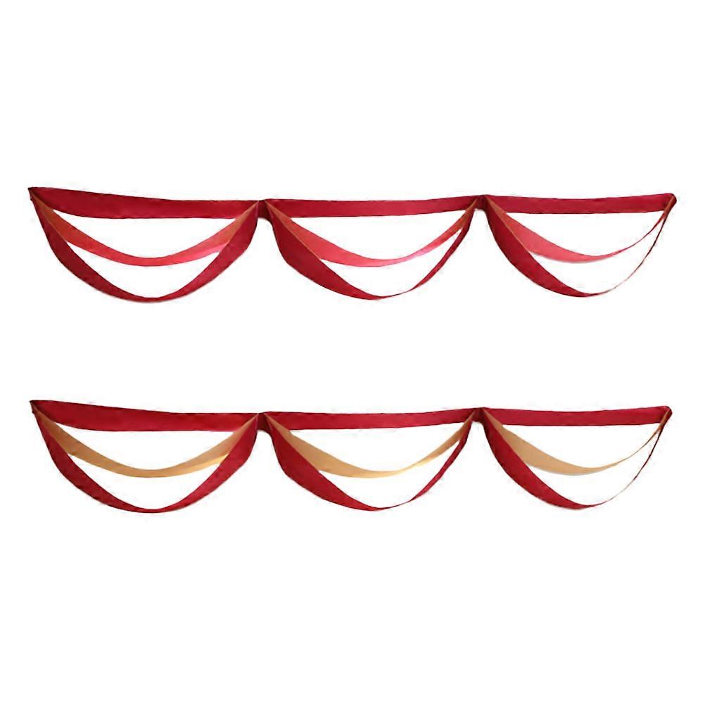 2pcs Chinese Style Wide Wave Banners for Wedding Party Hanging Layers Festival Decoration Red and Colorful Seamless Sewn Design for Living Room Wall