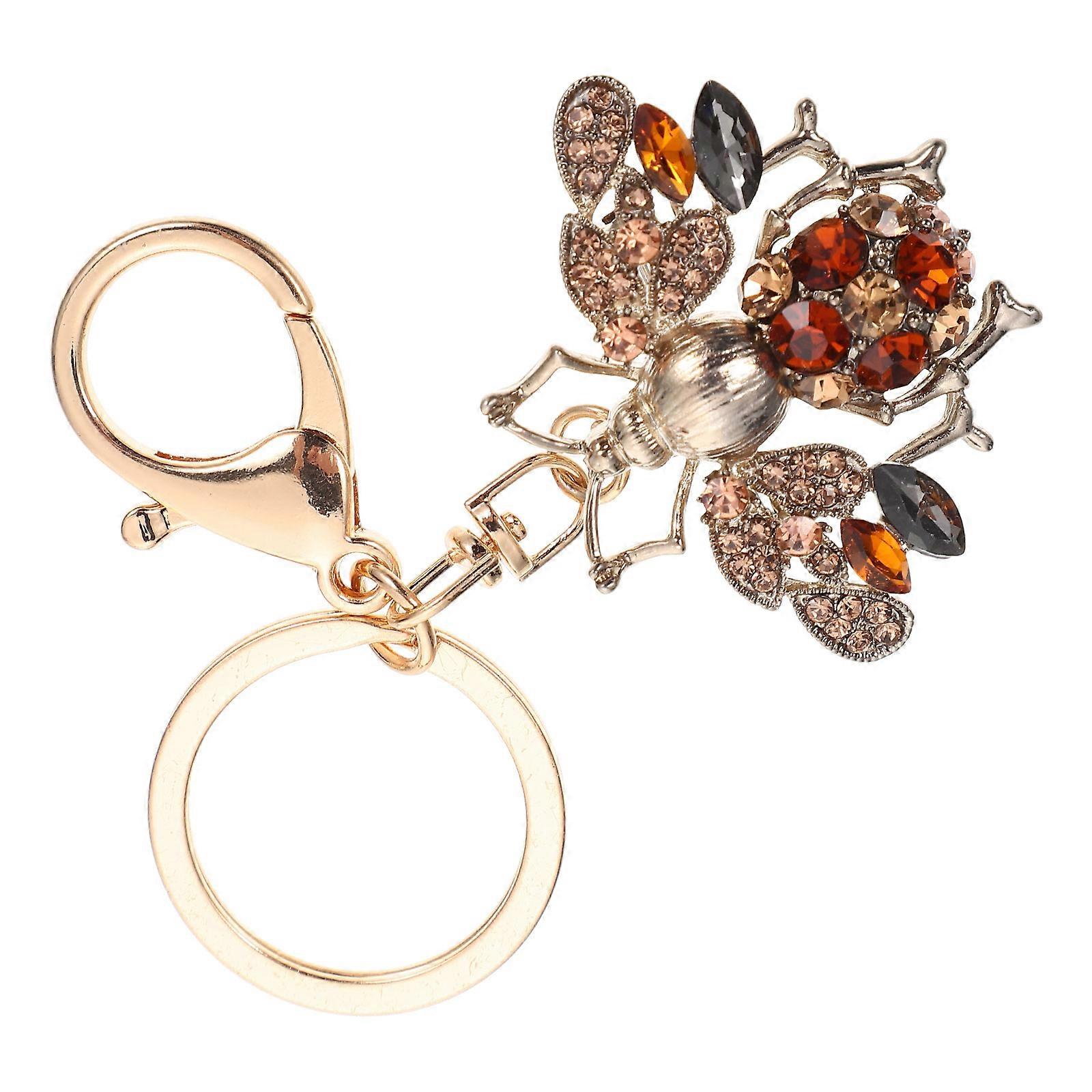 Rhinestone Bee Keychain Pendant Unique Bag Ornament for Women, Elegant Handbag Decor with Ring Design, Easy Personalization