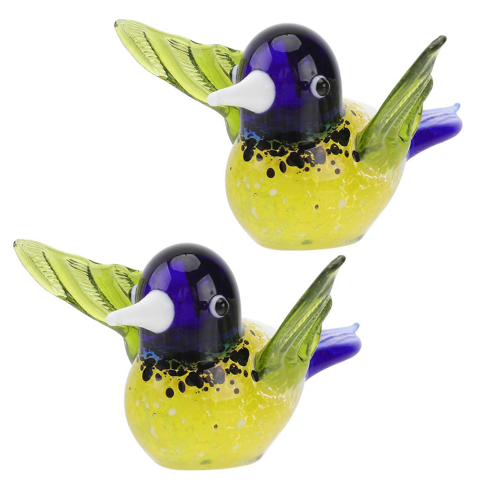 Glass Bird Ornament Featuring Hummingbird Shape For Home Decoration In Multi Color 2 Pcs