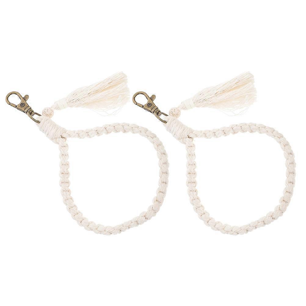 Woven Keychains Car Key Rings Bohemian Cotton Rope Tassel Accessories Lightweight Durable Key Fob Charm For Bag Decoration