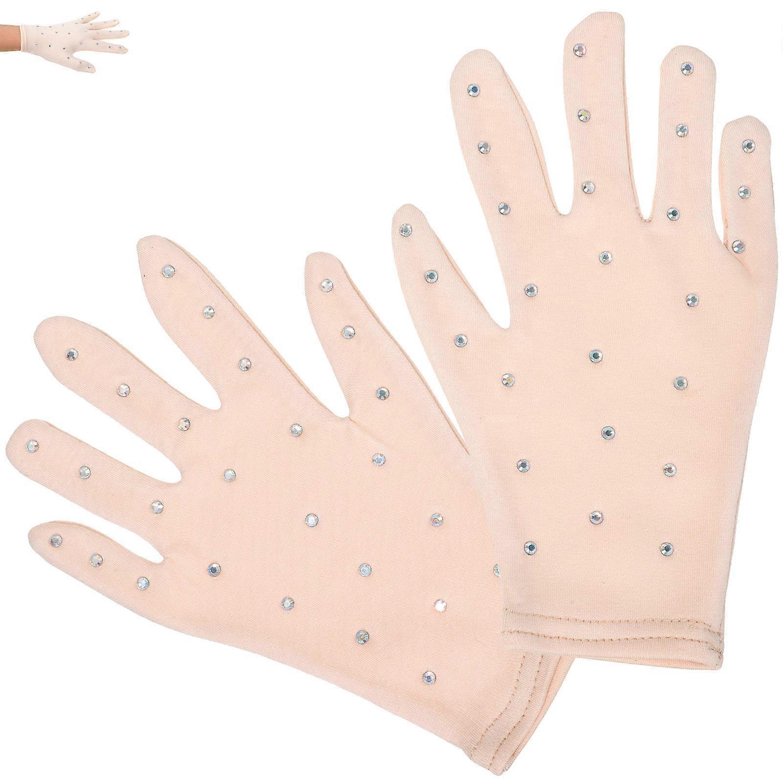 Figure Skating Performance Gloves Size S Opaque Rhinestone Gloves For Figure Skating Competition Dance Show