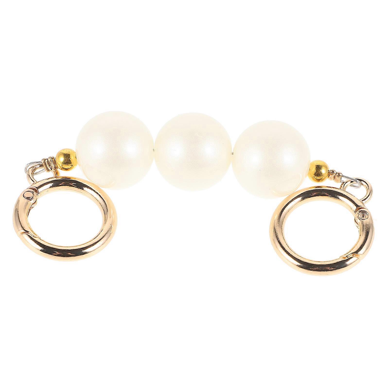 Silver Alloy and Pearl Bag Chain for Handbag Extension and Decoration with Removable Strap 10.5