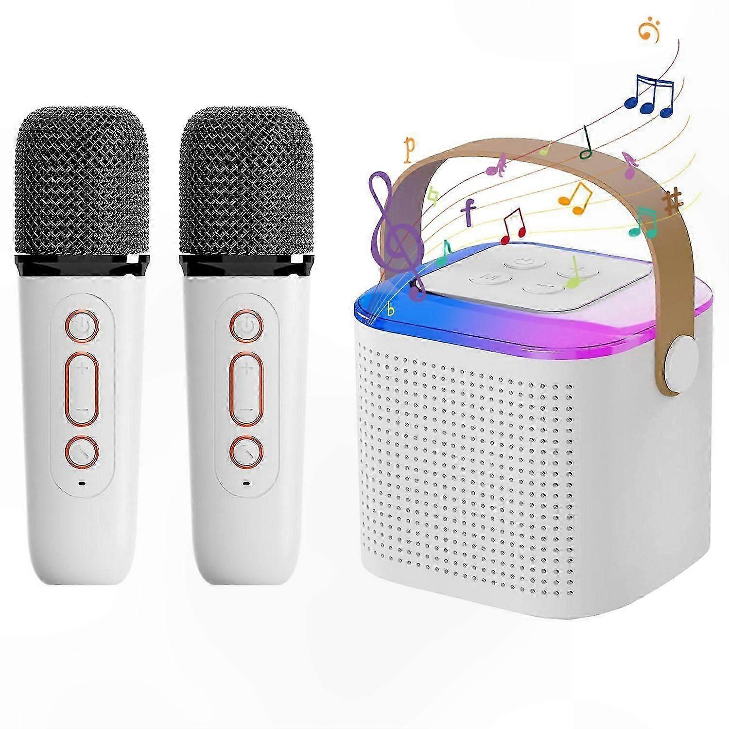 Karaoke System with Dual Wireless Mics, LED Lighting, and Enhanced Audio Performance