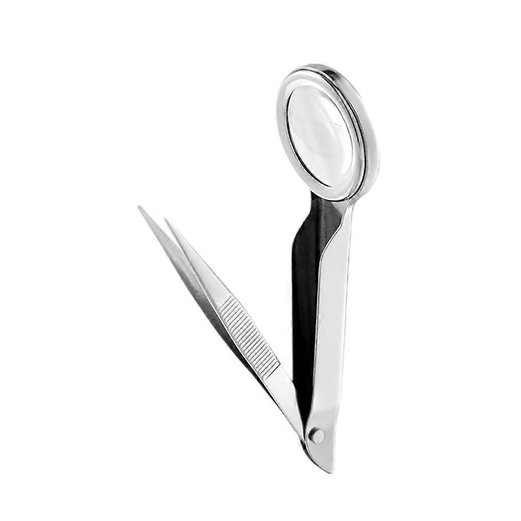 Eyebrow Tweezers With Magnifier Stainless Steel For Ingrown Hair And Splinter Removal