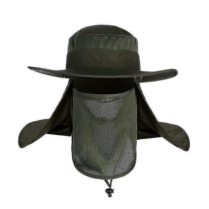 Unisex Fishing Buckets Hats Neck Flap Face Protector Mask Solid Wide Brim Sun Caps