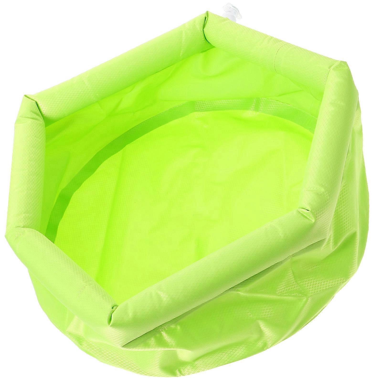 Outdoor Inflatable Foot Washing Bucket Collapsible Water Container Green Pvc for 1Set