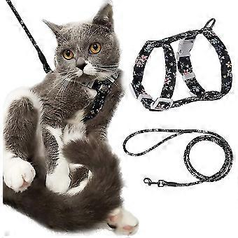 Ensemble de laisse pour chat noir - Harnais de sécurité réglable