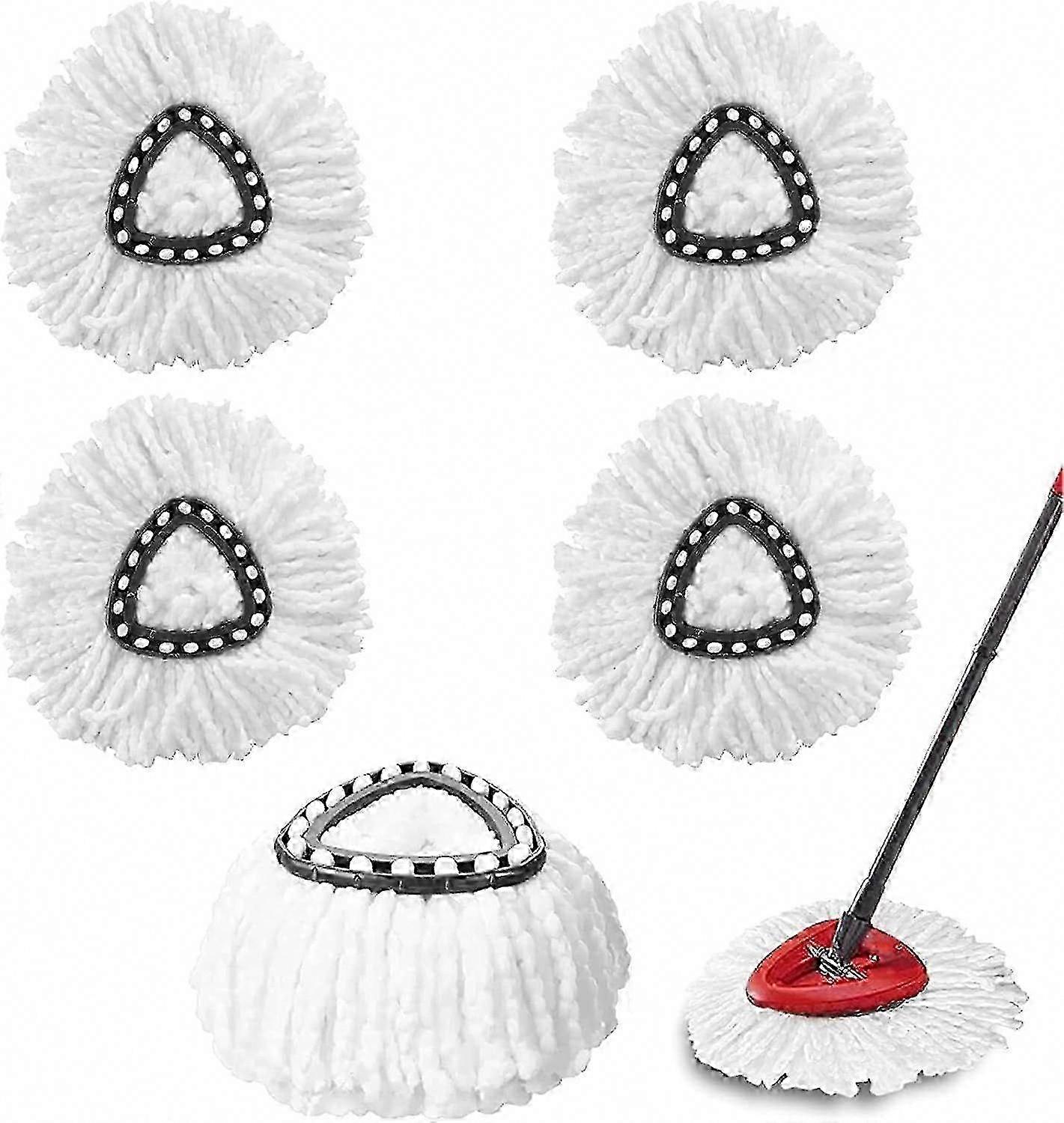 5 Pack Spin Mop Refill Heads - Microfiber Replacement for Swivel Mops, Compatible with Multiple Brands