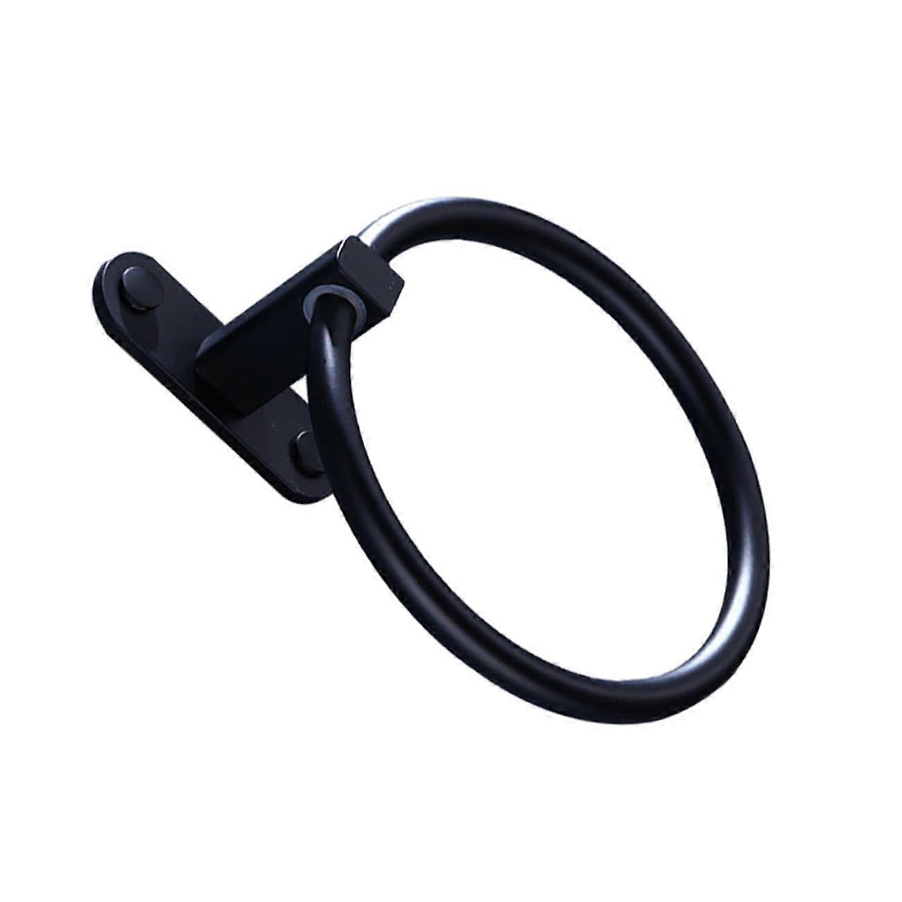 Black Towel Ring Without Drilling Round Towel Holder Aluminum SpaceSaving RustResistant Easy Installation for Bathroom for Small Spaces 1