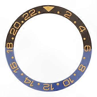 Niebieski ceramiczny pierścień z ramką ze złotymi akcentami do zegarków 38mm