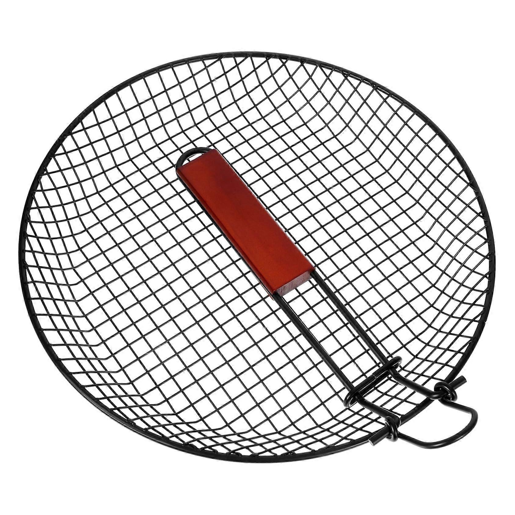Steel Grill Basket for Vegetables and Meat Bbq Accessory for Camping Picnics and Garden Grilling Versatile Round Shape for