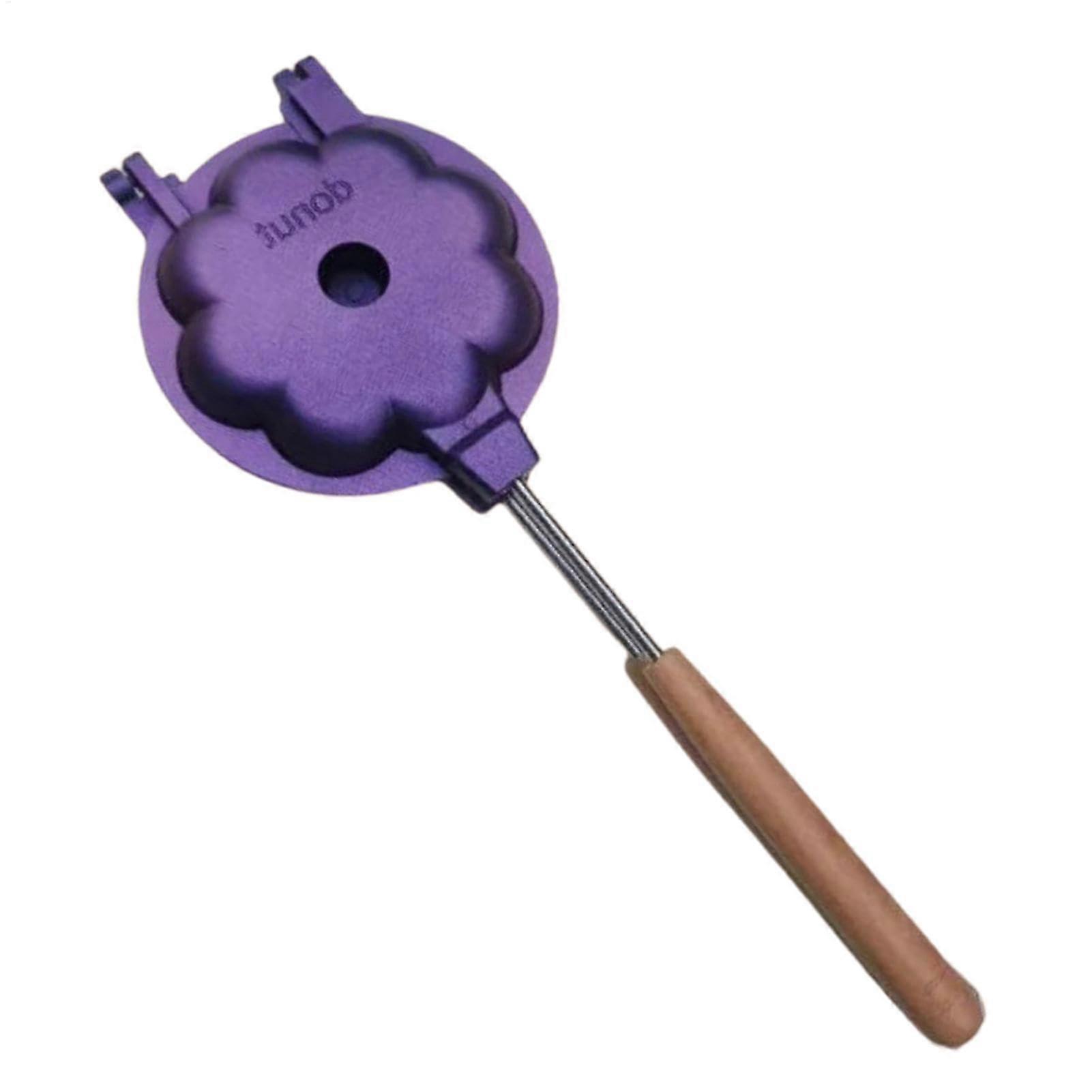 Donut Maker Machine for Home Aluminum Cake Decorating Tools Long Handle Baking Tray for Making Large Donuts Donut Layer Cakes A: Wooden Handle