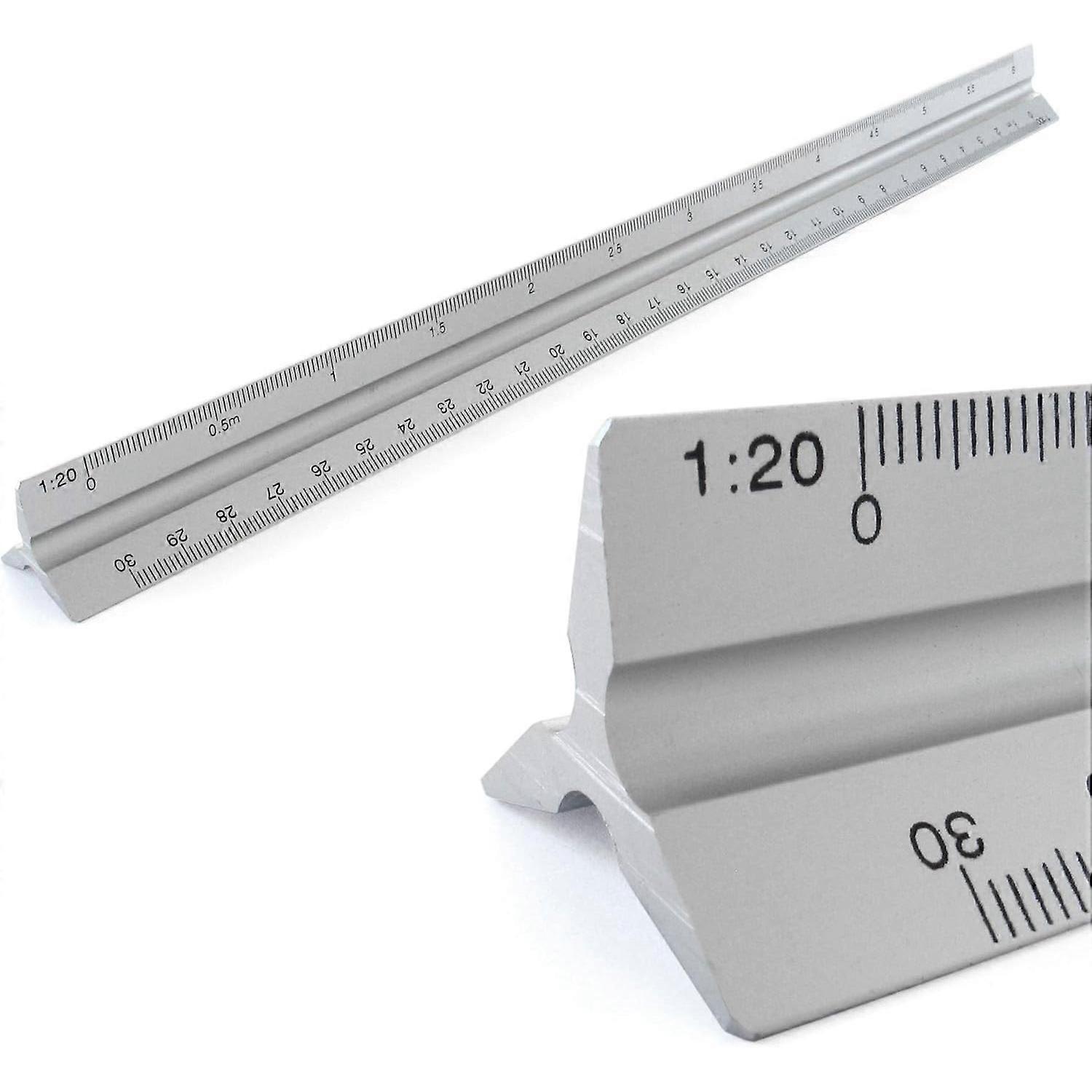 Aluminum Rulers Triangular Scale Triangular Ruler Scale 1:20, 1:25, 1:50, 1:75, 1:100, 1:150, Triangular Scale 30cm Long