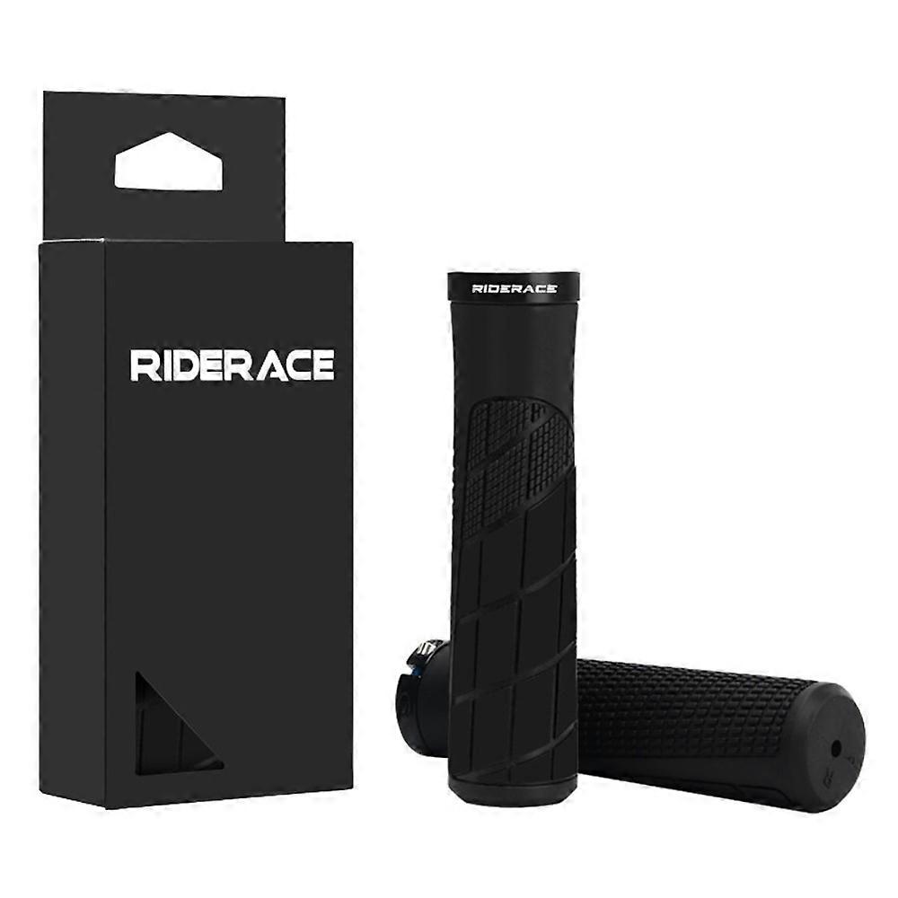 RIDERACE RR9506 Soft Rubber Anti-Slip Bicycle Handlebar Grips with Aluminum Alloy Lock Ring