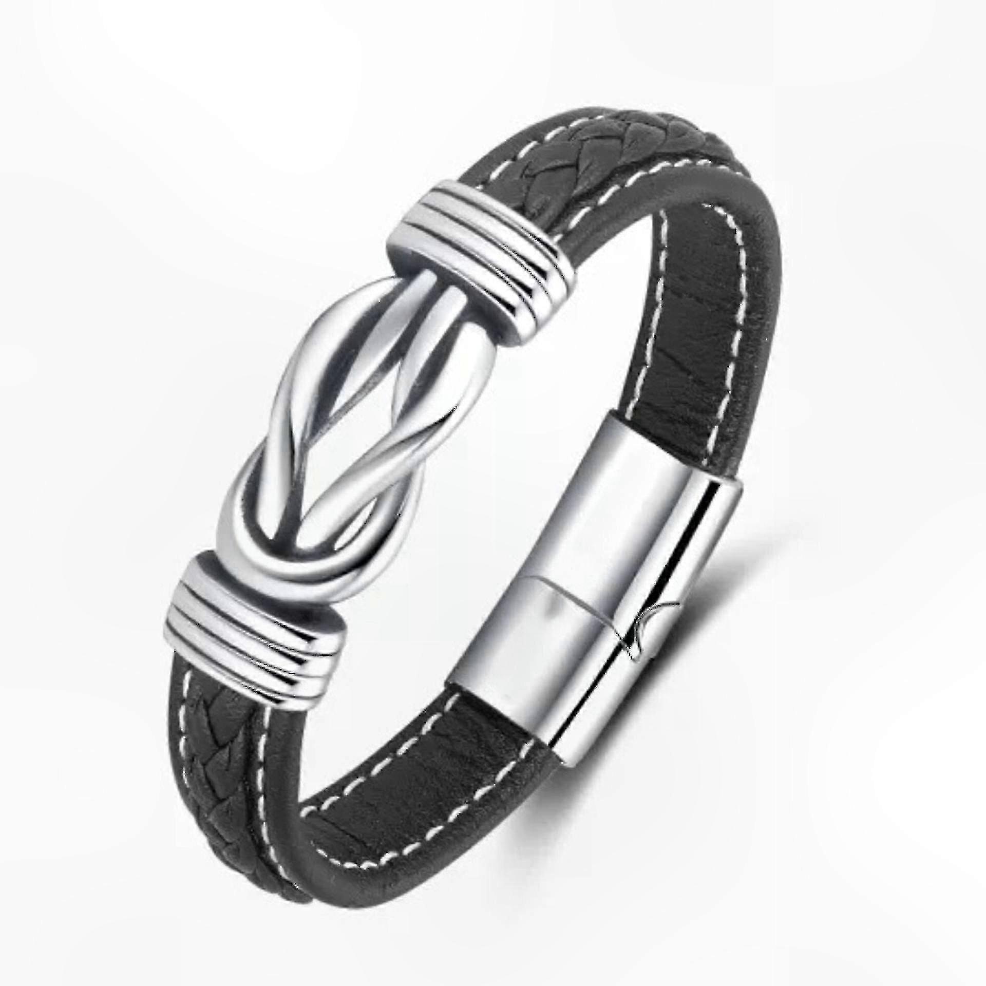 Leather Braided Bracelet for Men with Knot Design