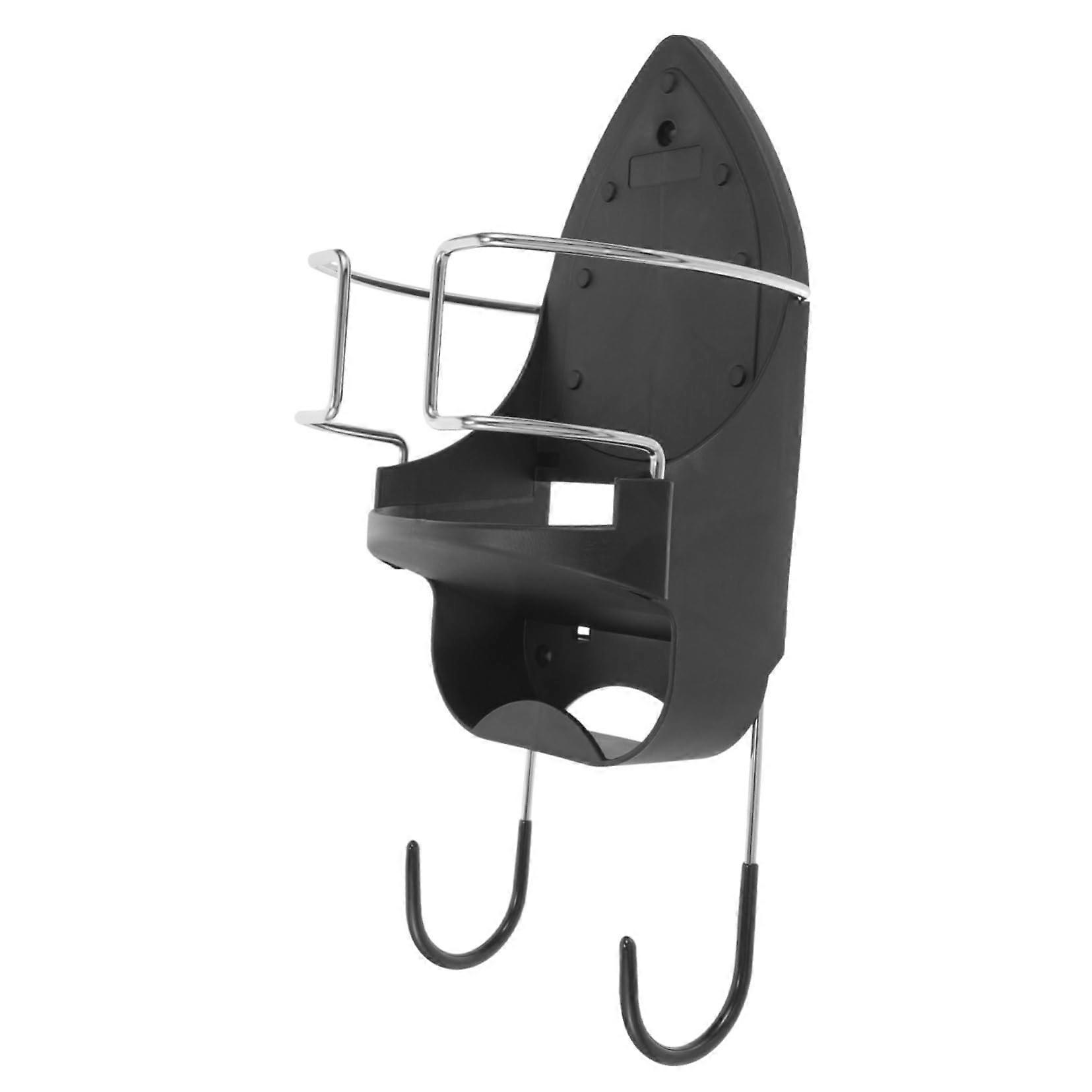 Wall Mounted Iron And Ironing Board Holder, ChromePlated Steel, Space Saving Ironing Board Rack, Strong Hooks, Black