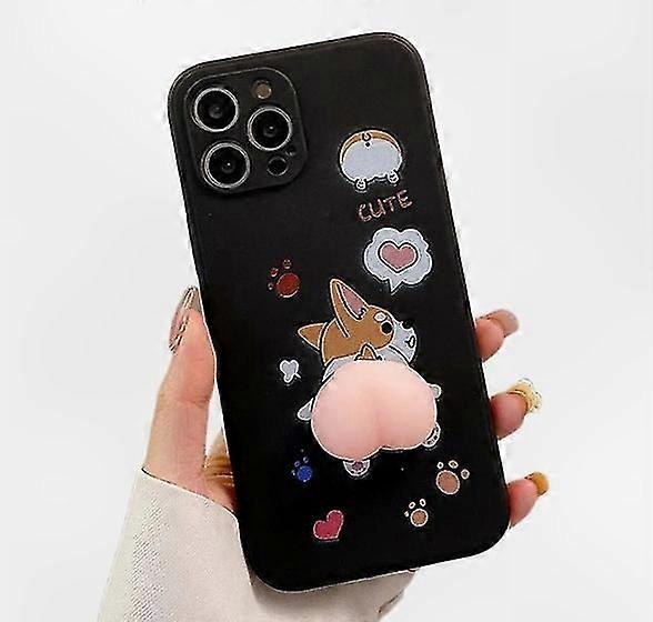 Adorable 3D Peach Puppy Phone Case for  Models Including 14 Pro Max, 13, 12, 11, SE, XR, XS, X, 8 Plus, 7, 6S