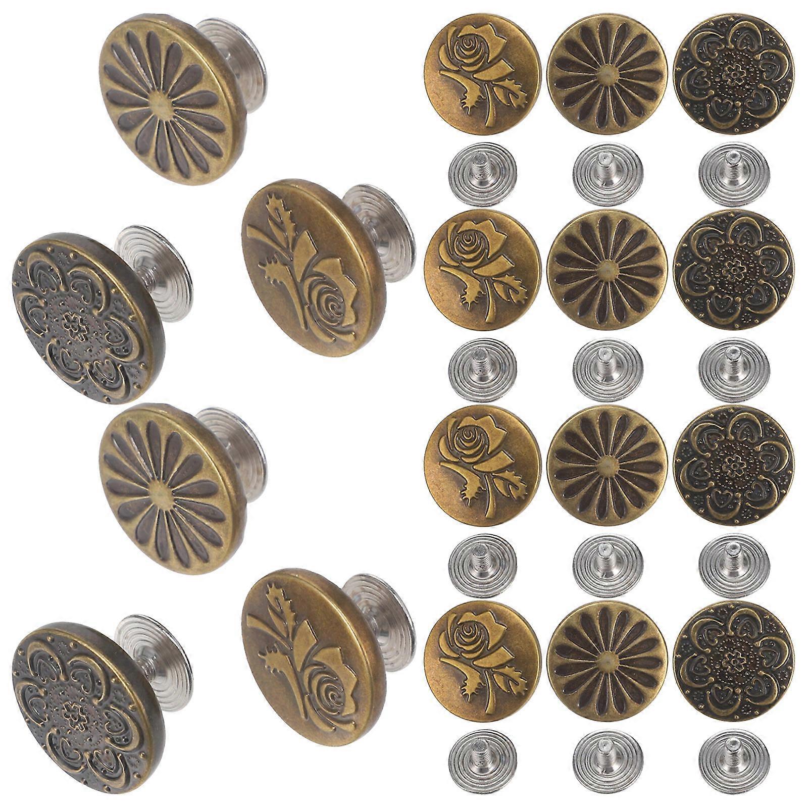 Reusable Waist Extender Buttons for Pants Alloy Tightener Fashionable Decorate Assorted Color 30pcs